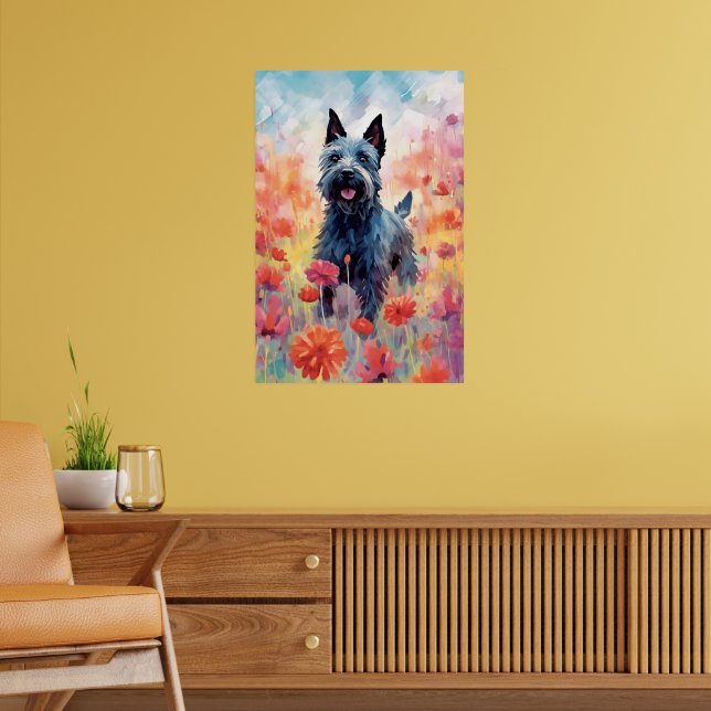 Scottish Terrier colorful watercolor artwork Poster (Living Room 2)
