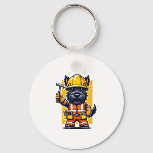 Scottish Terrier Construction Worker Keychain