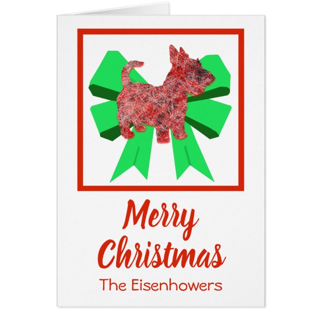 Scottish Terrier Cute Christmas Dog Bow Card (Front)