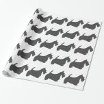 scottish terrier dark grey silhouette wrapping paper