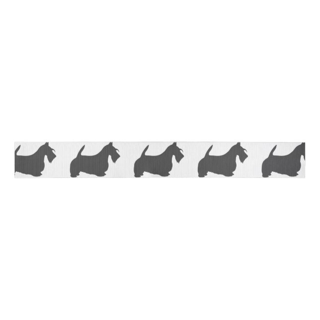 scottish terrier dk grey silhouette.png grosgrain ribbon (Front)