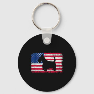 Scottish Terrier Dog 4th Of July Patriotic America Keychain