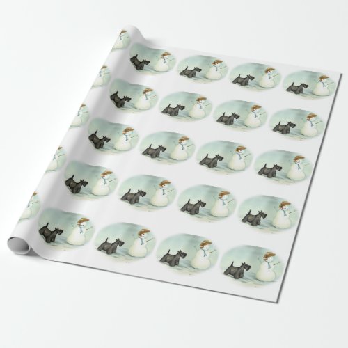 Scottish Terrier Dog Art Christmas Wrapping Paper