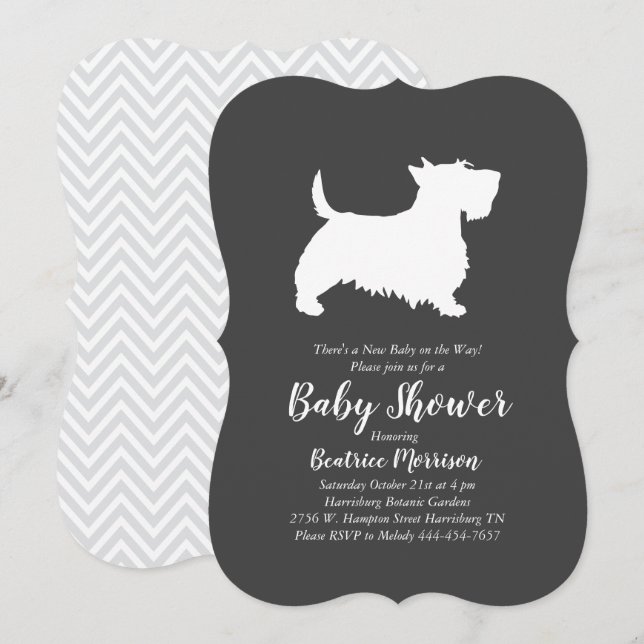 Scottish Terrier Dog Baby Shower Gender Neutral Invitation (Front/Back)