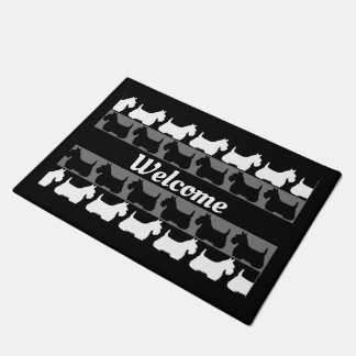 Scottish Terrier dog black/grey/white, stripes Do Doormat