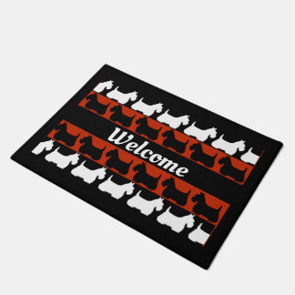 Scottish Terrier dog black/grey/white, stripes Do Doormat