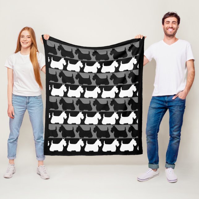 Scottish Terrier dog black/grey/white, stripes  Fleece Blanket (In Situ)