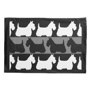 Scottish Terrier dog black/grey/white, stripes Pillow Case