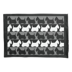 Scottish Terrier dog black/grey/white, stripes  Pillow Case