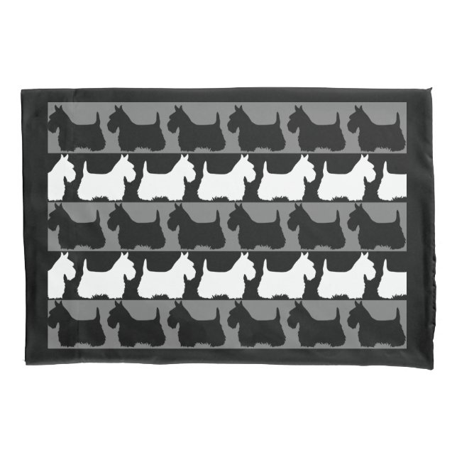 Scottish Terrier dog black/grey/white, stripes  Pillow Case (Front)