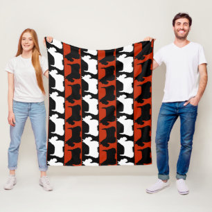 Scottish Terrier dog black/red/white, stripes Thro Fleece Blanket