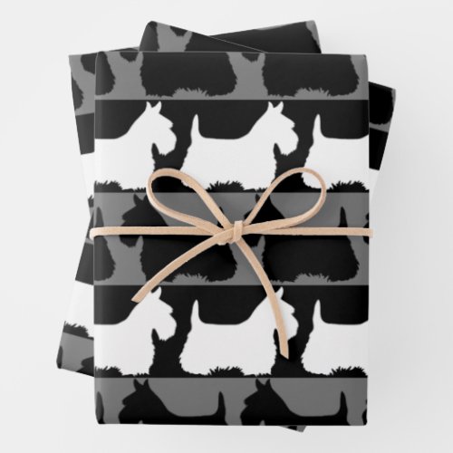 Scottish Terrier dog blackredwhite stripes Thro Wrapping Paper Sheets