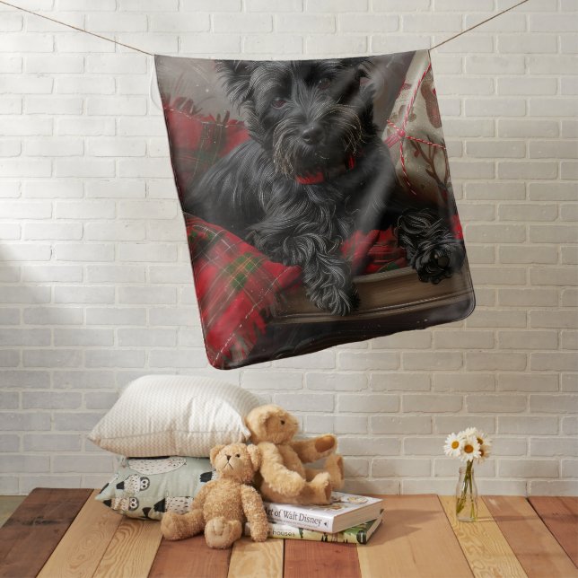 Scottish Terrier Dog Christmas Festive Baby Blanket (In Situ)