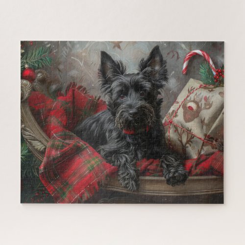 Scottish Terrier Dog Christmas Festive Jigsaw Puzzle