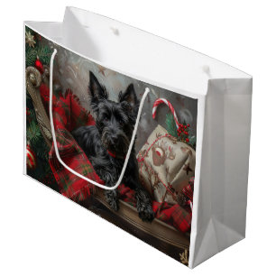 Scottish Terrier Dog Christmas Festive Large Gift Bag