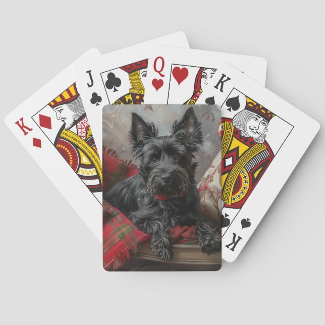 Scottish Terrier Dog Christmas Festive Poker Cards (Back)