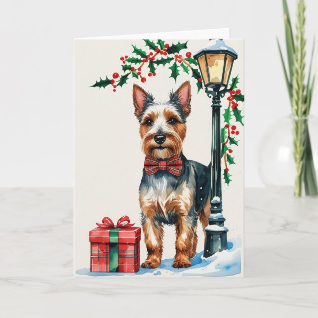 Scottish Terrier Dog Christmas Greeting Card (Front)
