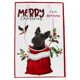 Scottish Terrier Dog Christmas Medium Gift Bag