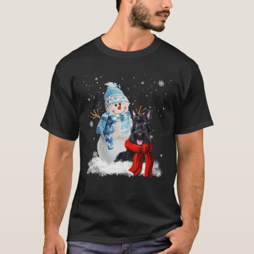 Scottish Terrier Dog Christmas Snowman Christmas P T_Shirt