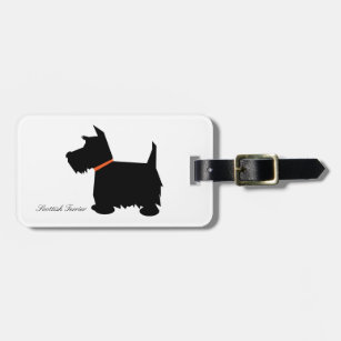 Scottish terrier dog cute black silhouette custom luggage tag