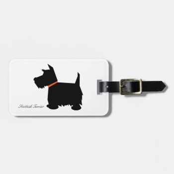 Scottish Terrier Dog Cute Black Silhouette Custom Luggage Tag by roughcollie at Zazzle