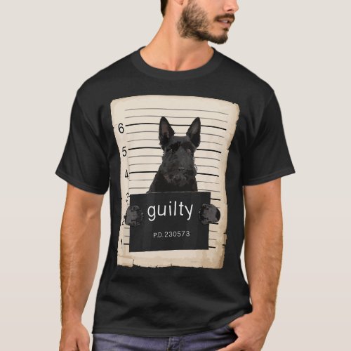 Scottish Terrier dog Dog mug shot bad dog T_Shirt
