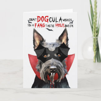 Scottish Terrier Dog Funny Count DOGcula Halloween Holiday Card