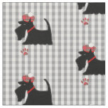 Scottish Terrier Dog Gingham Plaid Cute Fabric