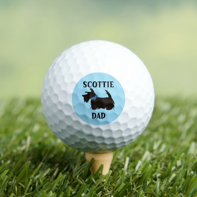 Scottish Terrier Dog Golf Balls, Scottie Dad Balls (Insitu Tee)
