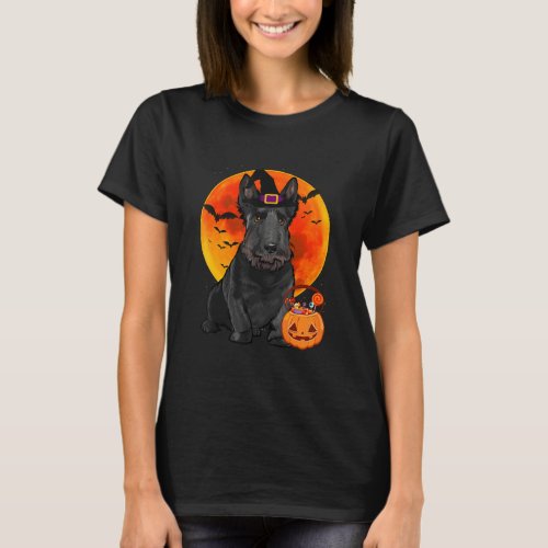 Scottish Terrier Dog Halloween Jack O Lantern Pump T_Shirt