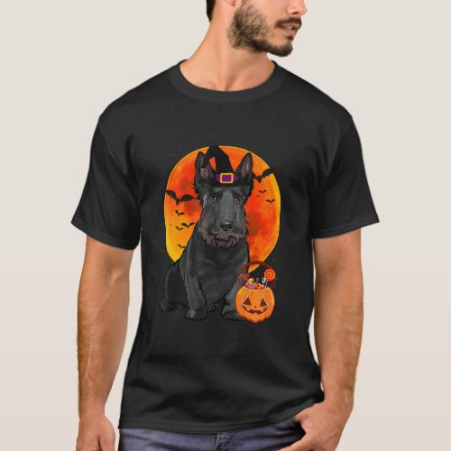 Scottish Terrier Dog Halloween Jack O Lantern Pump T_Shirt