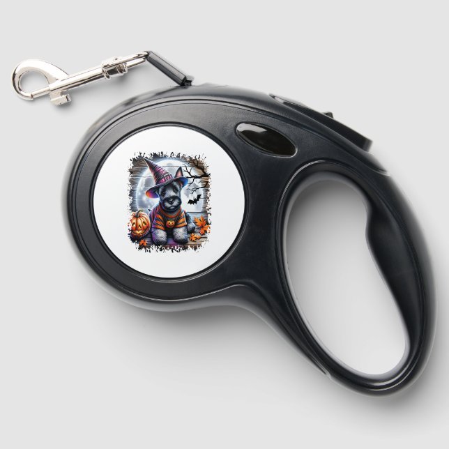Scottish Terrier Dog Halloween Retractable Pet Leash (Front)