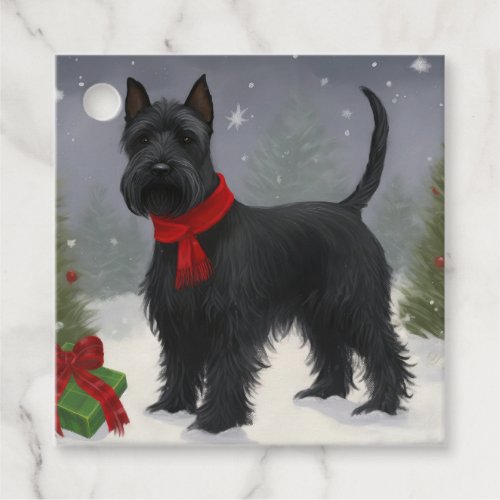 Scottish Terrier Dog in Snow Christmas Favor Tags
