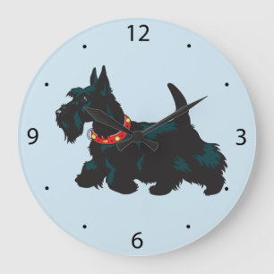 scottish terrier dog large clock