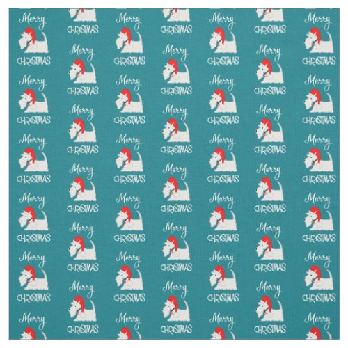 Scottish Terrier Dog Merry Christmas Cute Pattern Fabric