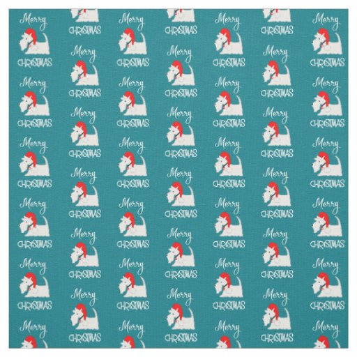 Scottish Terrier Dog Merry Christmas Cute Pattern Fabric