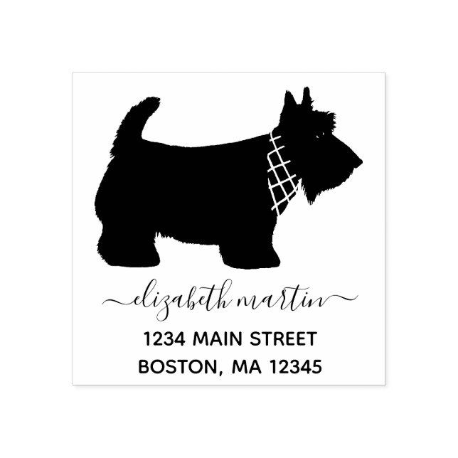 Scottish Terrier Dog Monogram Name Return Address Rubber Stamp (Imprint)