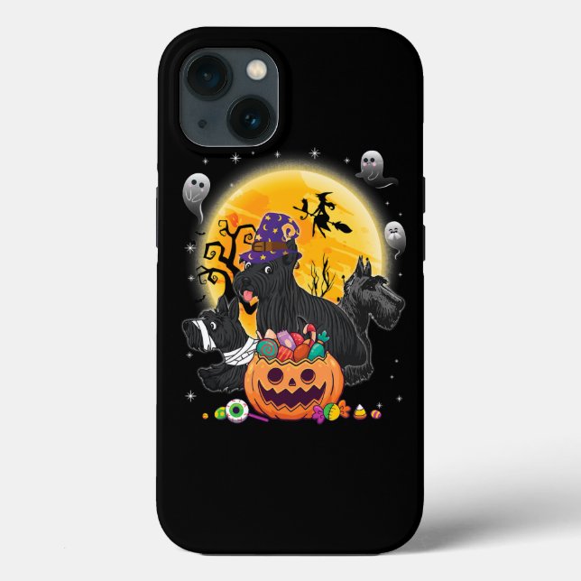 Scottish Terrier Dog Mummy Witch Moon Ghosts Happy Case-Mate iPhone Case (Back)