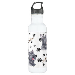 Scottish Terrier Dog Pawprint Stainless Steel Water Bottle