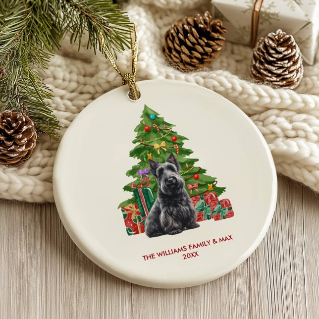 Scottish Terrier Dog Personalized Christmas Ceramic Ornament (Creator Uploaded)