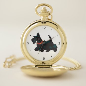 Scottish Terrier Dog Pocket Watch by insimalife at Zazzle