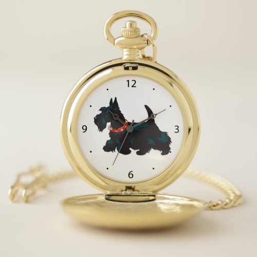 scottish terrier dog pocket watch