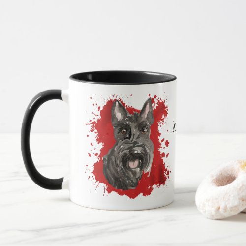 Scottish Terrier Dog Red Abstract Mug