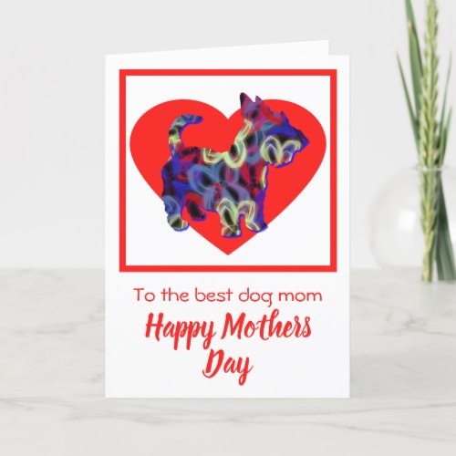 Scottish Terrier Dog Red Heart Mothers Day Card