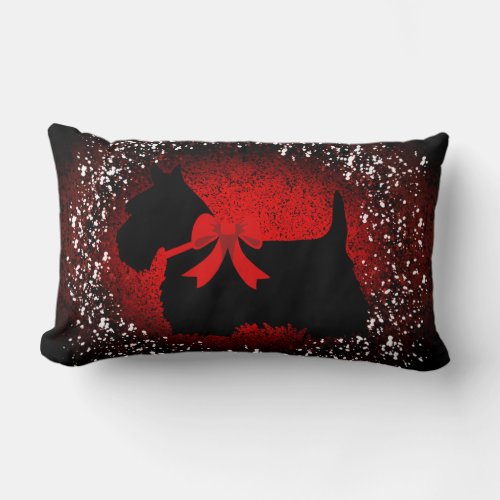 Scottish Terrier dogScotland dogred snow granite Lumbar Pillow