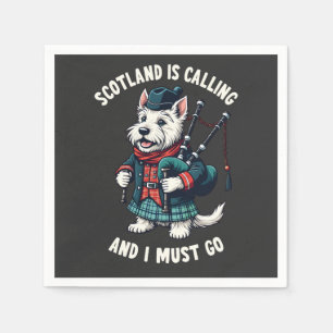 Scottish Terrier Dog Scotland Is Calling & I Must Napkins