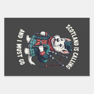Scottish Terrier Dog Scotland Is Calling & I Must  Wrapping Paper Sheets