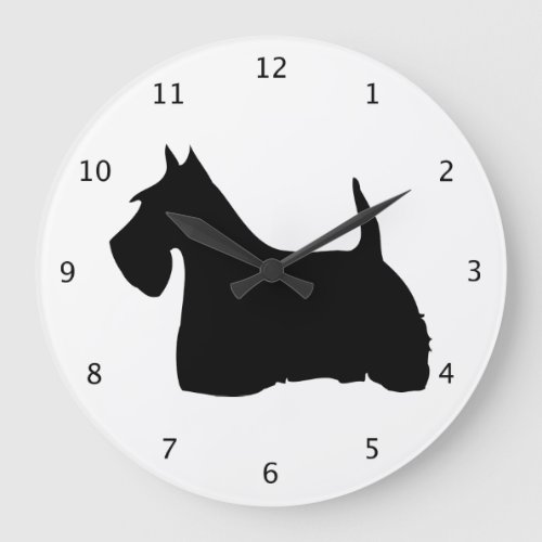 Scottish Terrier dog scottie black silhouette Large Clock