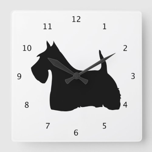 Scottish Terrier dog scottie black silhouette Square Wall Clock