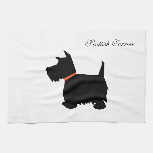 Scottish Terrier dog silhouette kitchen tea towel